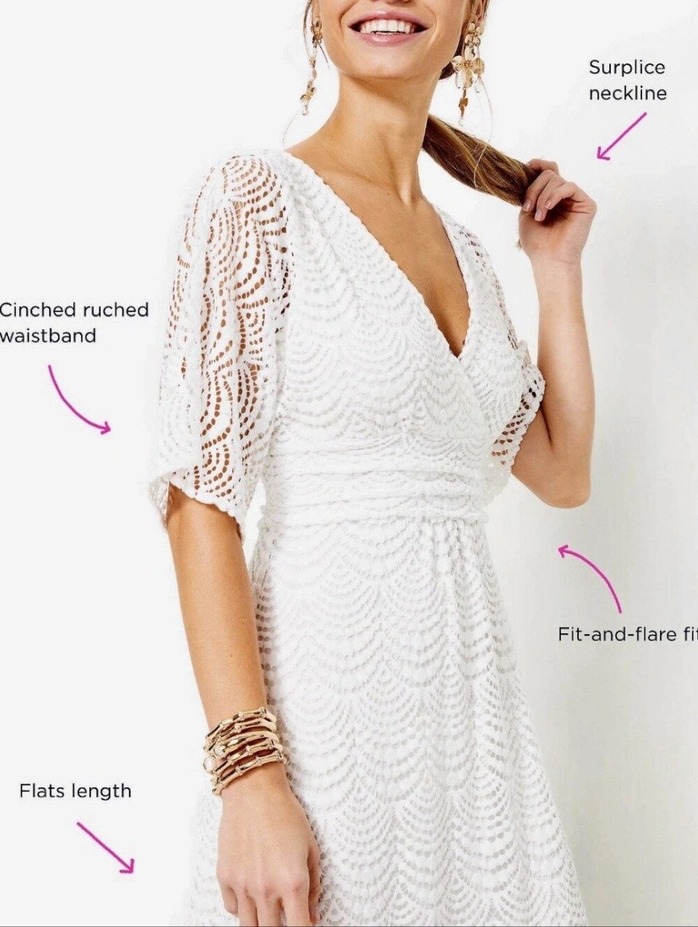Lilly Pulitzer Parigi Elbow Sleeve Lace Maxi Dress In Resort White - Picture 2 of 16